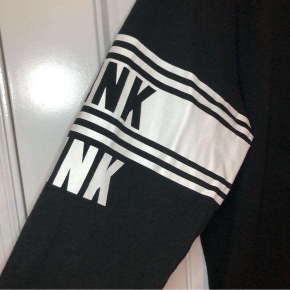 PINK Victoria’s Secret Black & White Striped Long Sleeve Crew Neck Size Large - Picture 3 of 8